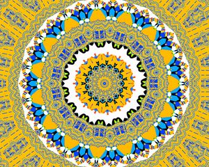 Preview wallpaper fractal, kaleidoscope, abstraction, shapes, background, yellow