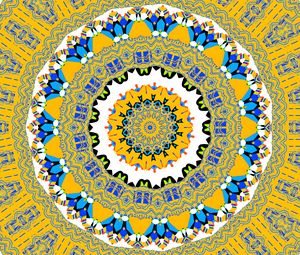 Preview wallpaper fractal, kaleidoscope, abstraction, shapes, background, yellow