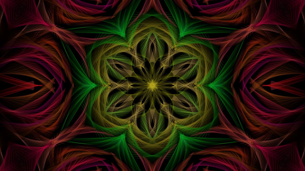 Wallpaper fractal, kaleidoscope, abstraction, figures, background, dark