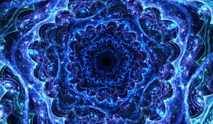 Preview wallpaper fractal, kaleidoscope, depth, blue, bright