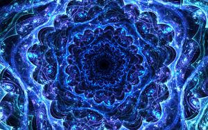 Preview wallpaper fractal, kaleidoscope, depth, blue, bright