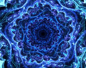 Preview wallpaper fractal, kaleidoscope, depth, blue, bright