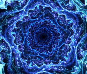 Preview wallpaper fractal, kaleidoscope, depth, blue, bright