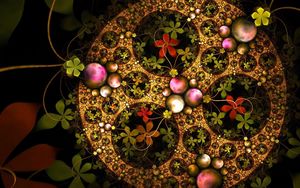 Preview wallpaper fractal, kaleidoscope, multicolored, flowers, flowering