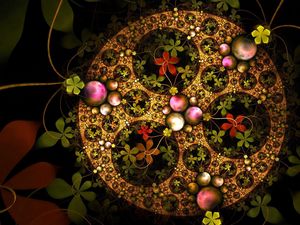 Preview wallpaper fractal, kaleidoscope, multicolored, flowers, flowering