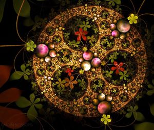 Preview wallpaper fractal, kaleidoscope, multicolored, flowers, flowering