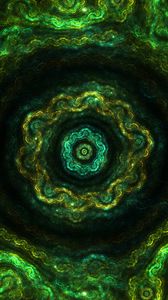 Preview wallpaper fractal, kaleidoscope, pattern, circles, green