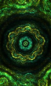 Preview wallpaper fractal, kaleidoscope, pattern, circles, green