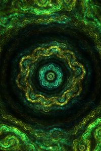 Preview wallpaper fractal, kaleidoscope, pattern, circles, green