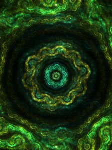 Preview wallpaper fractal, kaleidoscope, pattern, circles, green