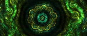 Preview wallpaper fractal, kaleidoscope, pattern, circles, green