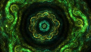 Preview wallpaper fractal, kaleidoscope, pattern, circles, green