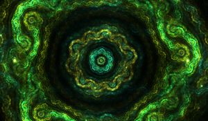 Preview wallpaper fractal, kaleidoscope, pattern, circles, green