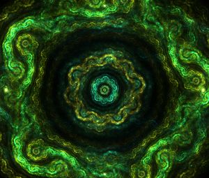 Preview wallpaper fractal, kaleidoscope, pattern, circles, green