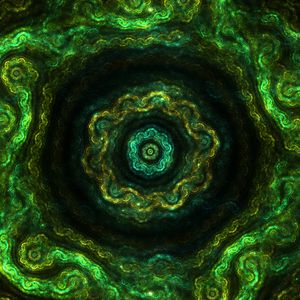 Preview wallpaper fractal, kaleidoscope, pattern, circles, green
