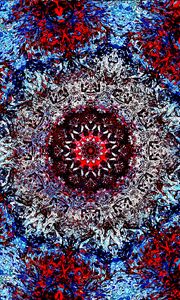 Preview wallpaper fractal, kaleidoscope, pattern, abstraction, blue, red