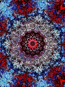 Preview wallpaper fractal, kaleidoscope, pattern, abstraction, blue, red