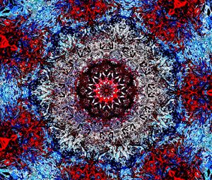 Preview wallpaper fractal, kaleidoscope, pattern, abstraction, blue, red