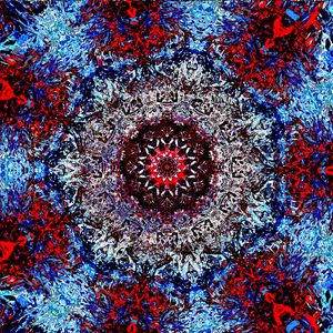 Preview wallpaper fractal, kaleidoscope, pattern, abstraction, blue, red