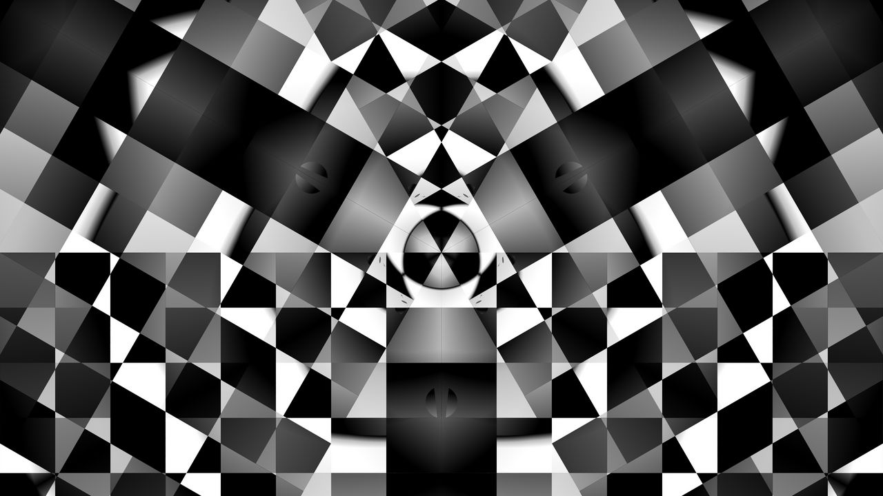 Wallpaper fractal, kaleidoscope, pattern, geometry, abstraction, black and white