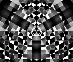 Preview wallpaper fractal, kaleidoscope, pattern, geometry, abstraction, black and white