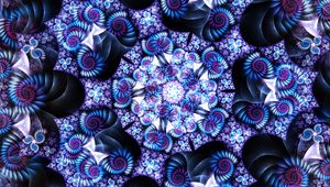 Preview wallpaper fractal, kaleidoscope, spirals, abstraction, blue
