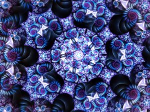 Preview wallpaper fractal, kaleidoscope, spirals, abstraction, blue