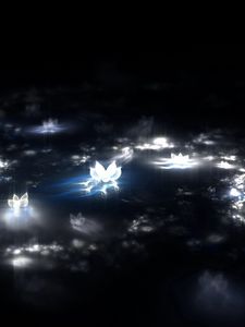 Preview wallpaper fractal, lake, flowers, lilies, smoke