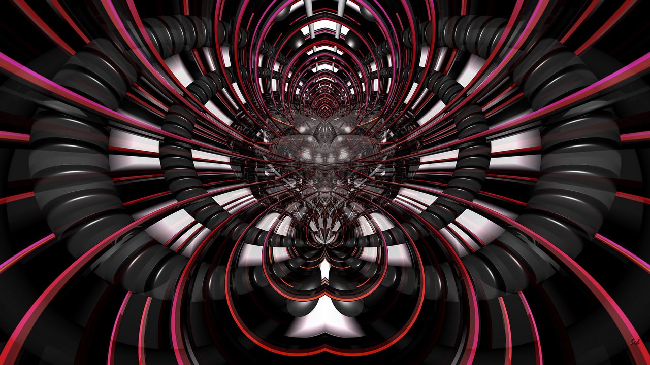 Wallpaper fractal, lines, abstraction, black