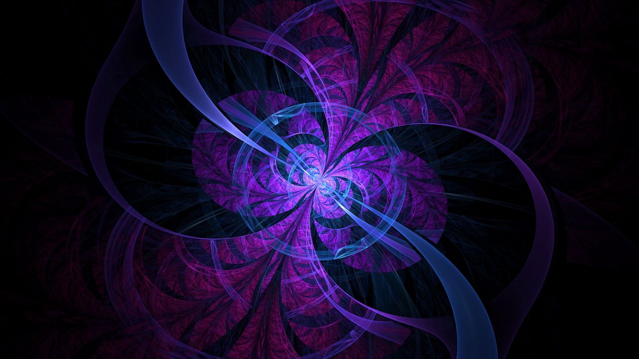 Wallpaper fractal, lines, circles, scattering, purple, dark