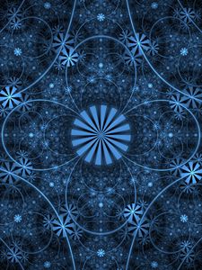 Preview wallpaper fractal, lines, circles, blue, abstraction