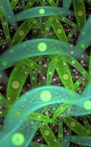Preview wallpaper fractal, lines, circles, abstraction, green