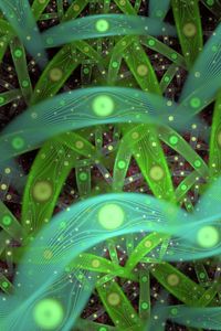 Preview wallpaper fractal, lines, circles, abstraction, green