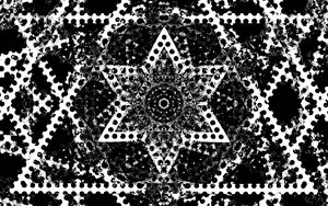 Preview wallpaper fractal, lines, flower, kaleidoscope, abstraction, black and white