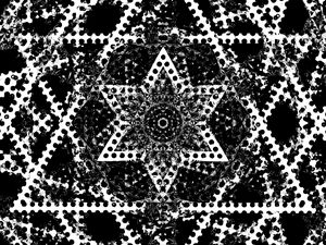 Preview wallpaper fractal, lines, flower, kaleidoscope, abstraction, black and white