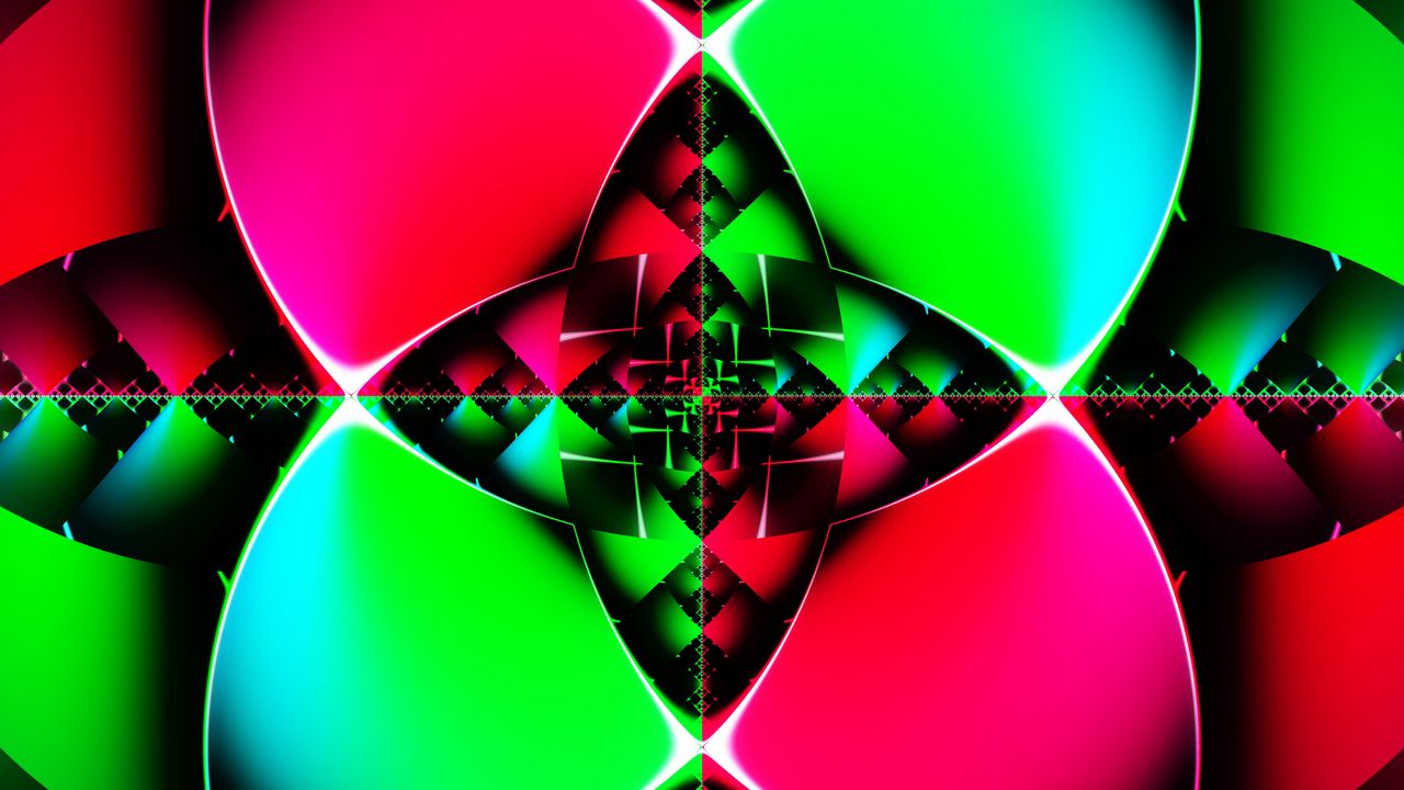 Wallpaper fractal, lines, pattern, kaleidoscope, green, pink, abstraction