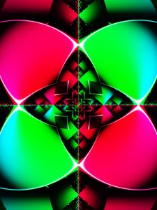 Preview wallpaper fractal, lines, pattern, kaleidoscope, green, pink, abstraction