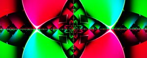 Preview wallpaper fractal, lines, pattern, kaleidoscope, green, pink, abstraction