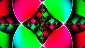 Preview wallpaper fractal, lines, pattern, kaleidoscope, green, pink, abstraction