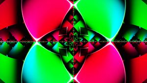 Preview wallpaper fractal, lines, pattern, kaleidoscope, green, pink, abstraction