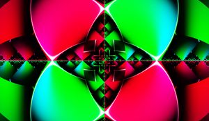 Preview wallpaper fractal, lines, pattern, kaleidoscope, green, pink, abstraction