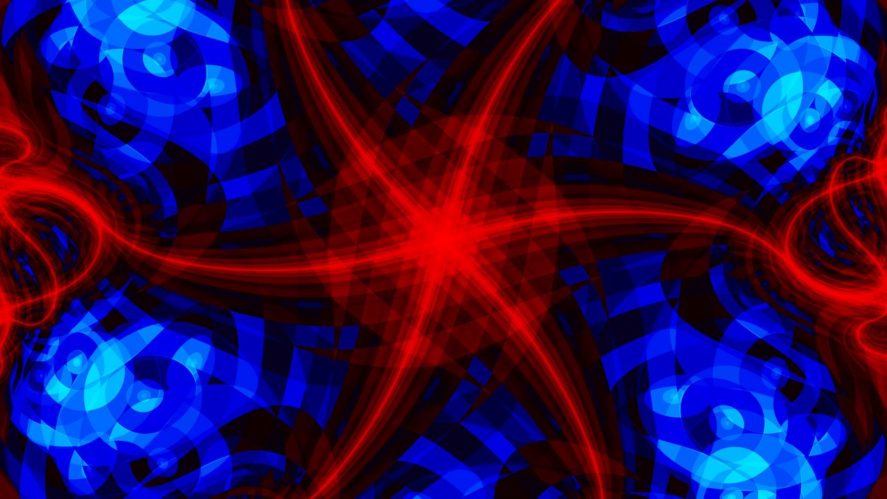 Wallpaper fractal, lines, stripes, swirl, red, blue