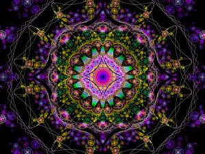 Preview wallpaper fractal, mandala, colorful, ornament