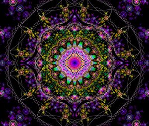 Preview wallpaper fractal, mandala, colorful, ornament
