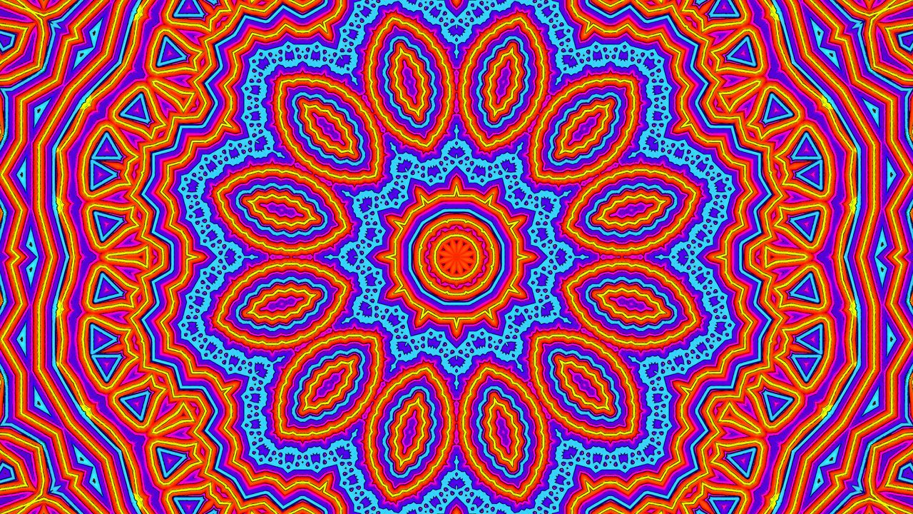 Wallpaper fractal, mandala, kaleidoscope, abstraction, bright