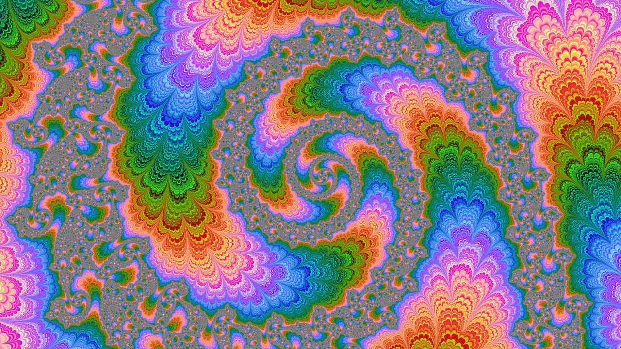 Wallpaper fractal, multicolored, rotation, patterns