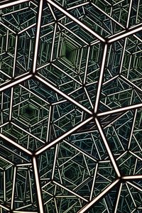 Preview wallpaper fractal, neon, reflection, green, abstraction