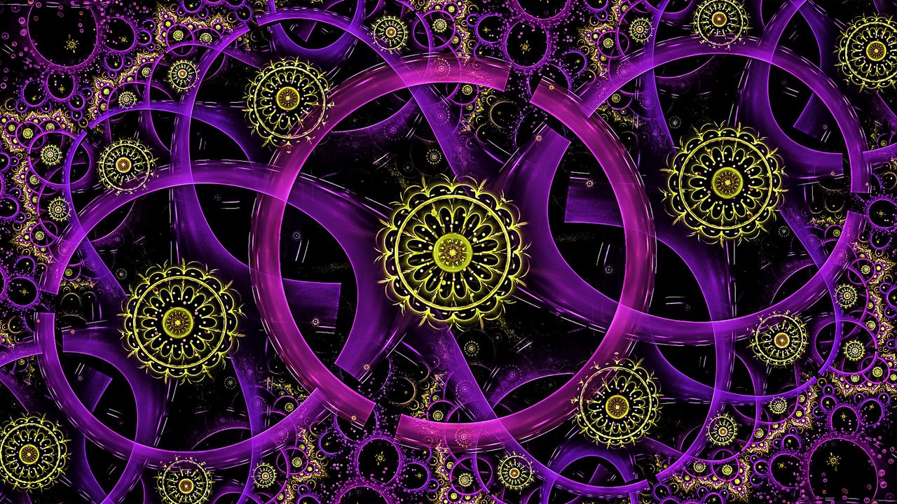 Wallpaper fractal, neon, rings