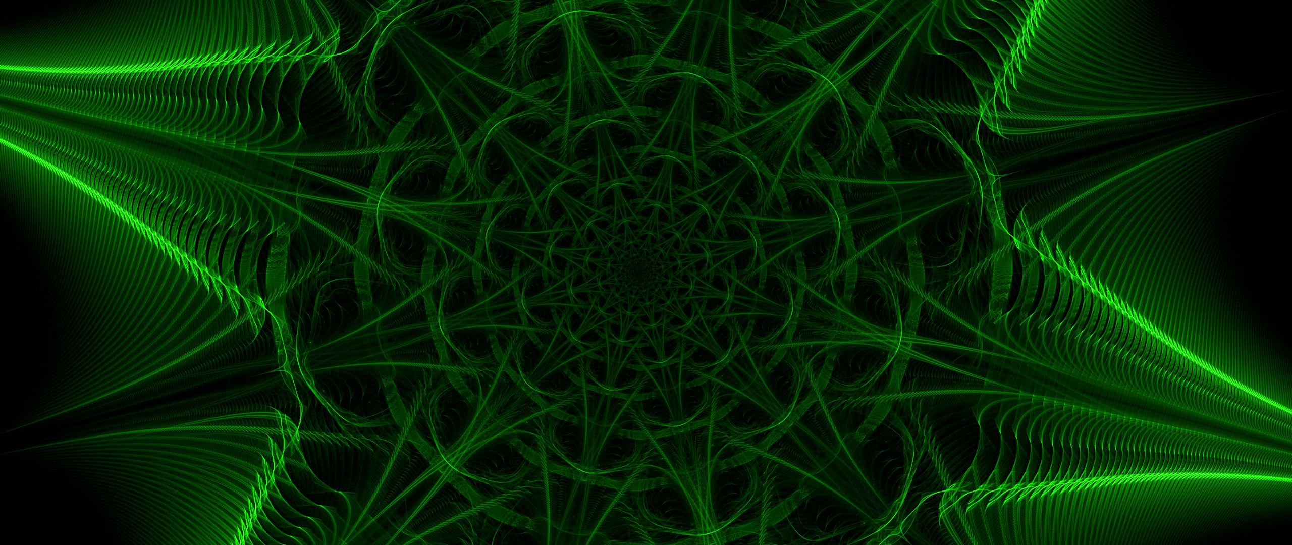 Download wallpaper 2560x1080 fractal, pattern, abstraction, green dual ...