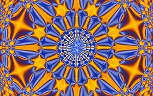 Preview wallpaper fractal, pattern, abstraction, blue, yellow